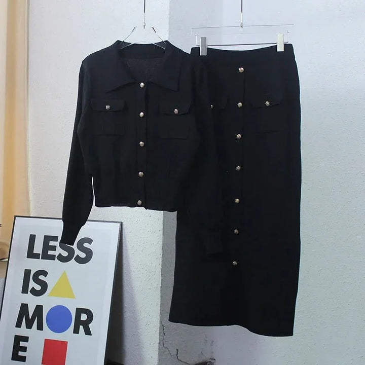 Levoire | Blazer Élégant Et Ensemble De Jupe Noir Une taille - Voir le texte
