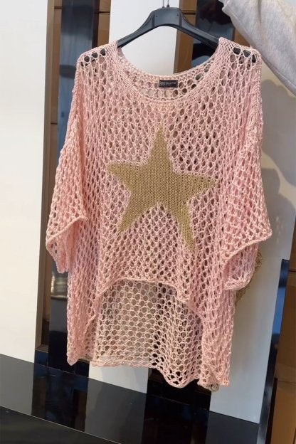 Levoire | T-Shirt Tricoté Avec Des Décorations Dorées À Motif Étoilé Ruusun