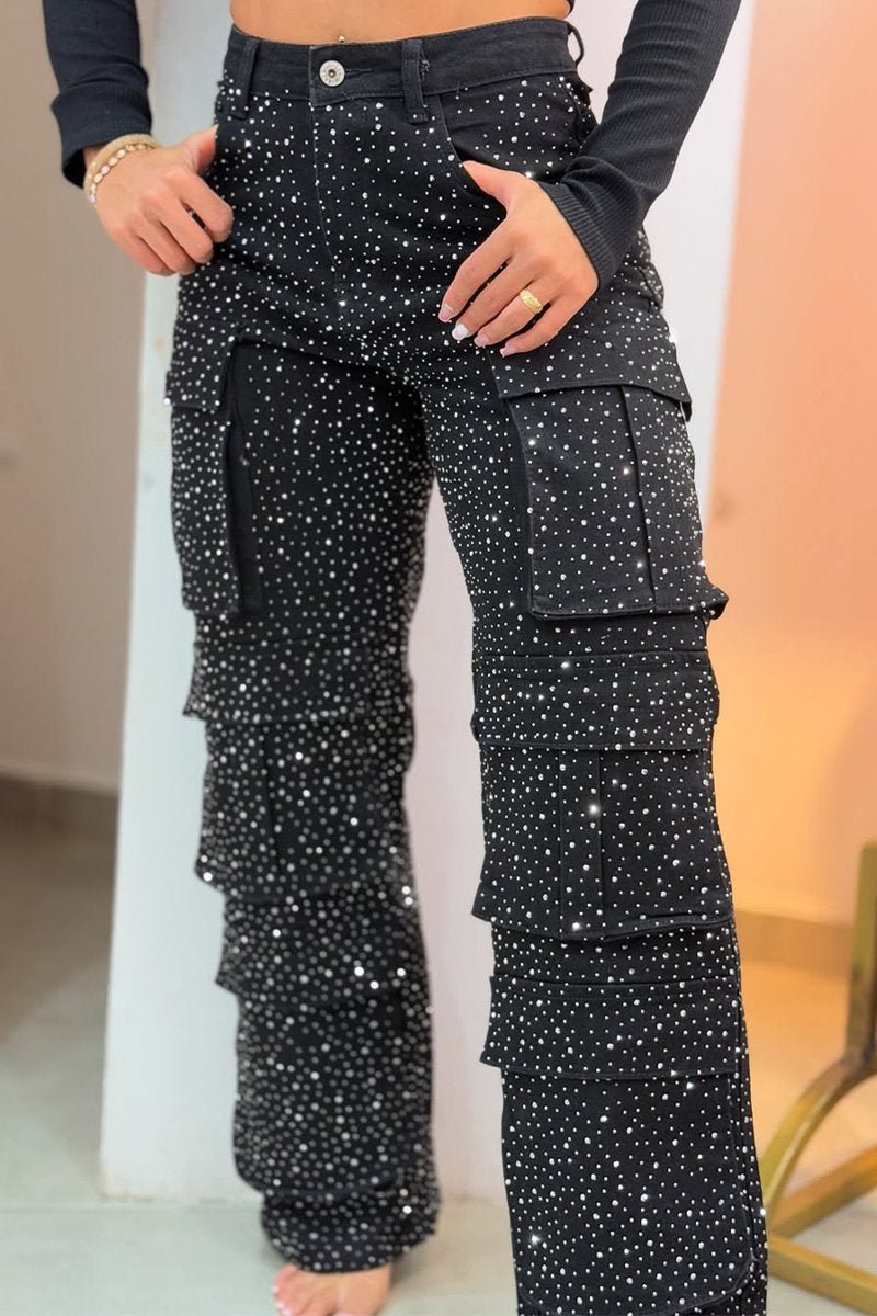 Levoire | Strass Et Poches Multiples Pratiques Noir