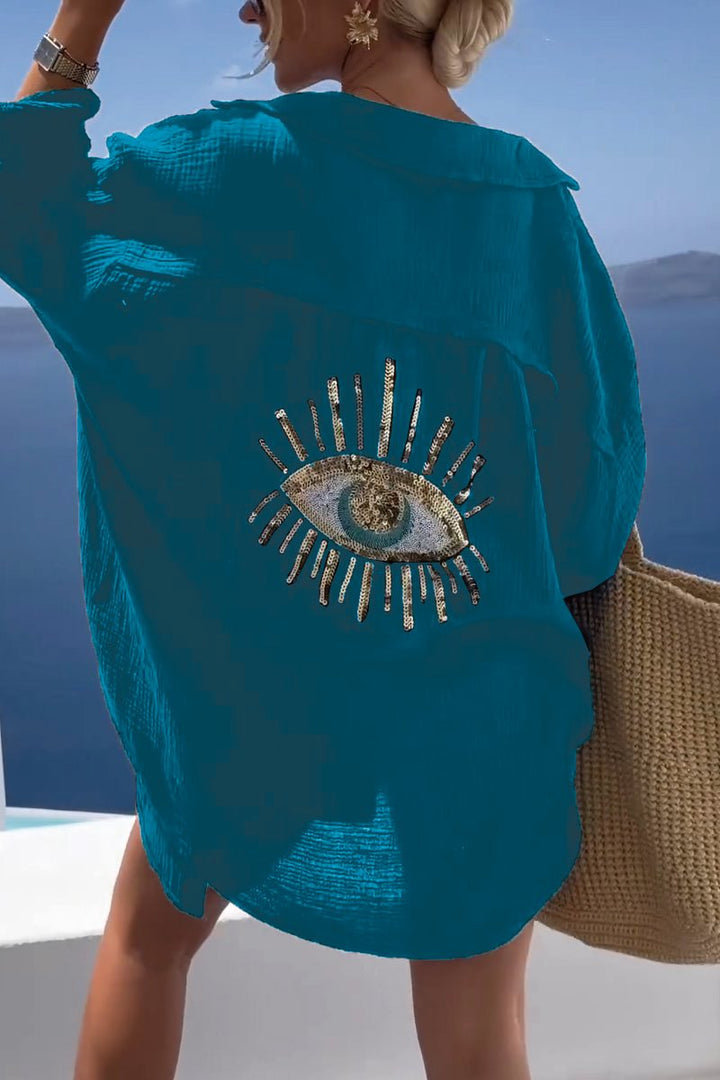 Levoire | Chemisier Oversize En Laine De Coton Bleu