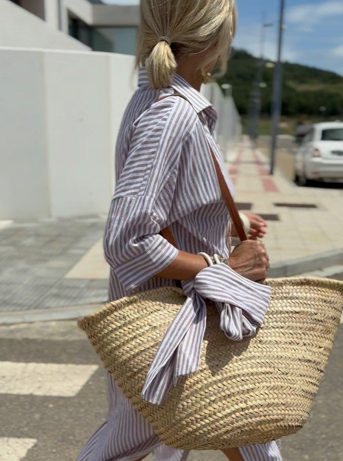 Levoire | Robe Chemisier Rayée Classique Gris