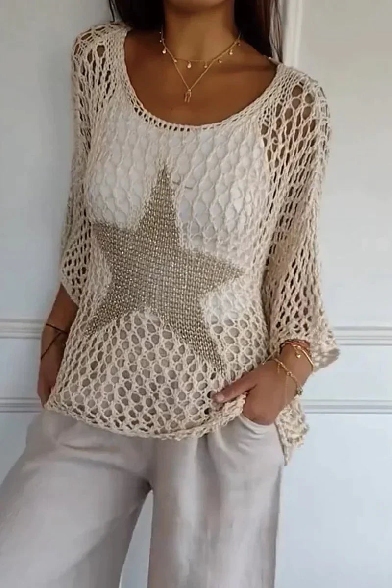 Levoire | T-shirts à étoiles tricotés Beige