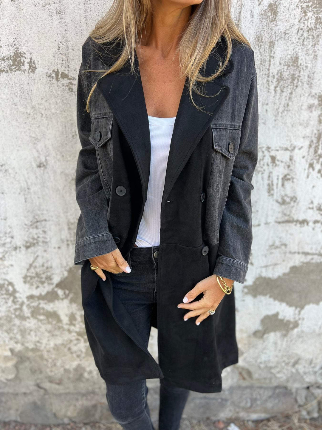 Levoire | Veste En Jean Décontractée Avec Coussinets Noir