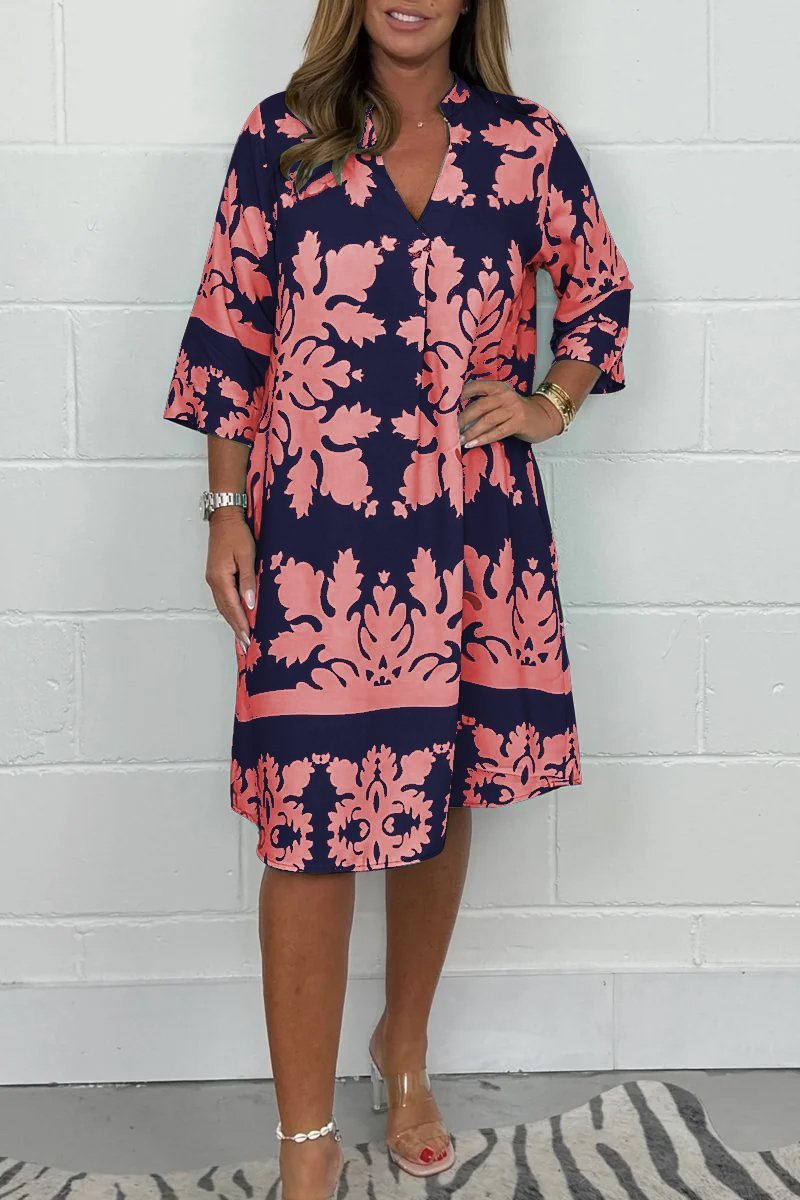 Levoire | Robe Vive À Motif Floral Pour Femmes Rosa et Noir