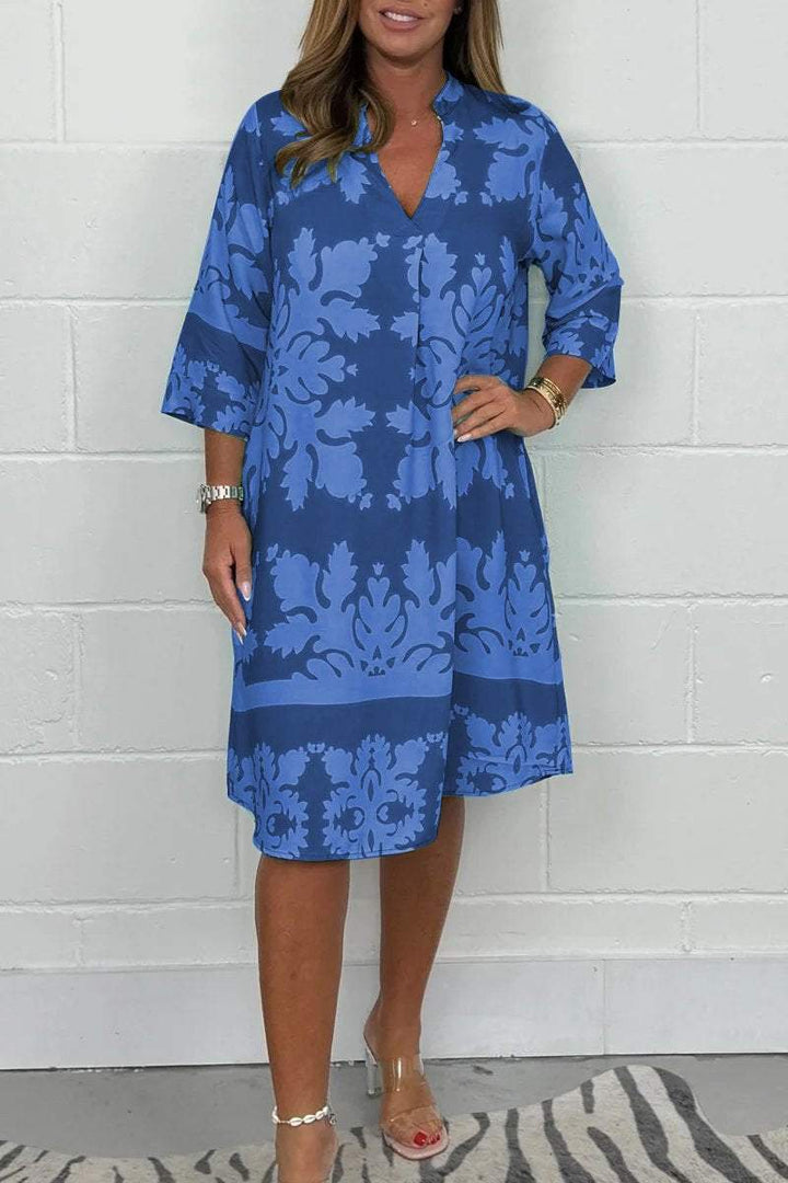 Levoire | Robe Vive À Motif Floral Pour Femmes Bleu et bleu marine