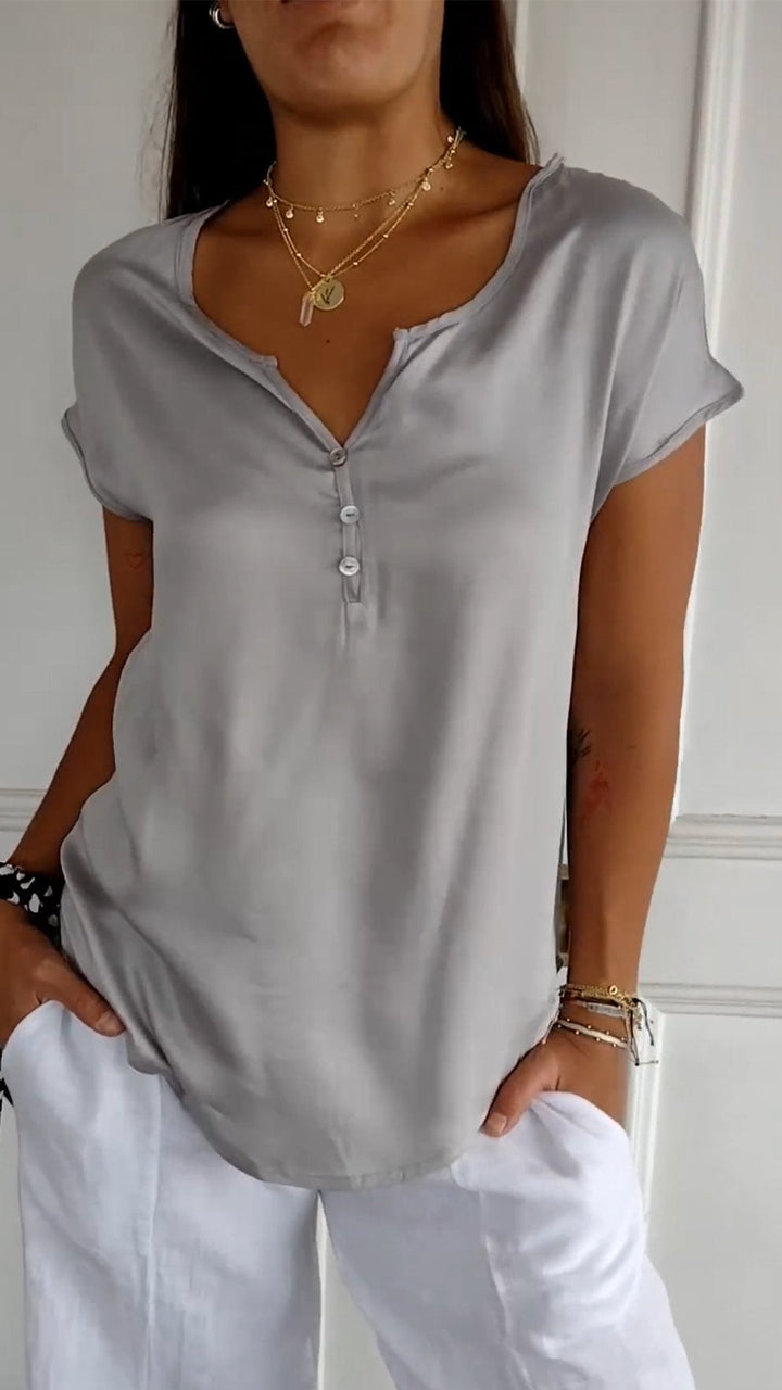 Levoire | T-Shirt Confortable Avec Col En V Gris