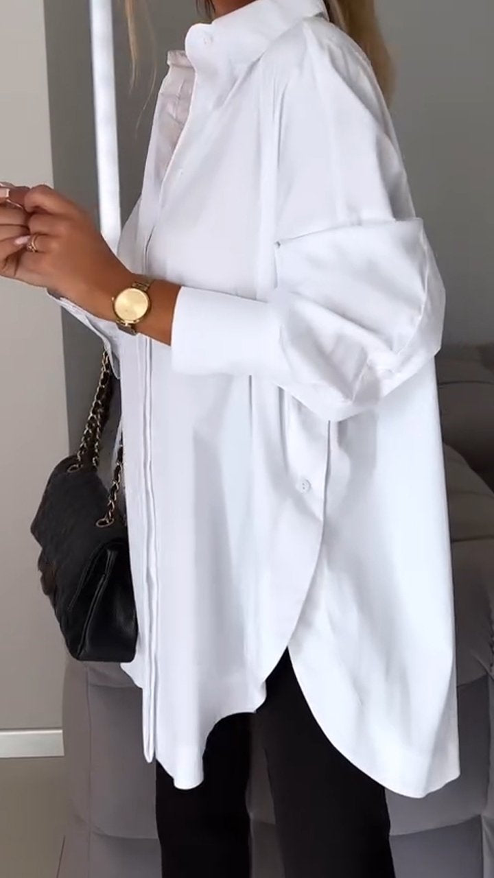 Levoire | Élégante Blouse Longue Avec Revers Pour Femmes