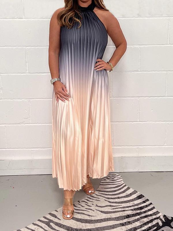 Levoire | Robe En Crêpe À Manches Sans Et Impression En Combinaison De Couleurs Bleu marine