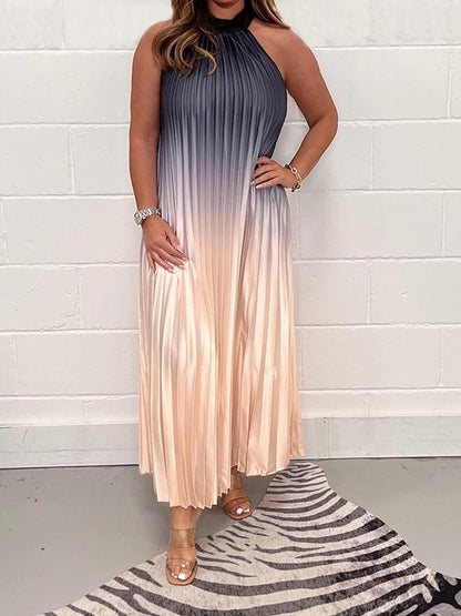 Levoire | Robe En Crêpe À Manches Sans Et Impression En Combinaison De Couleurs Bleu marine