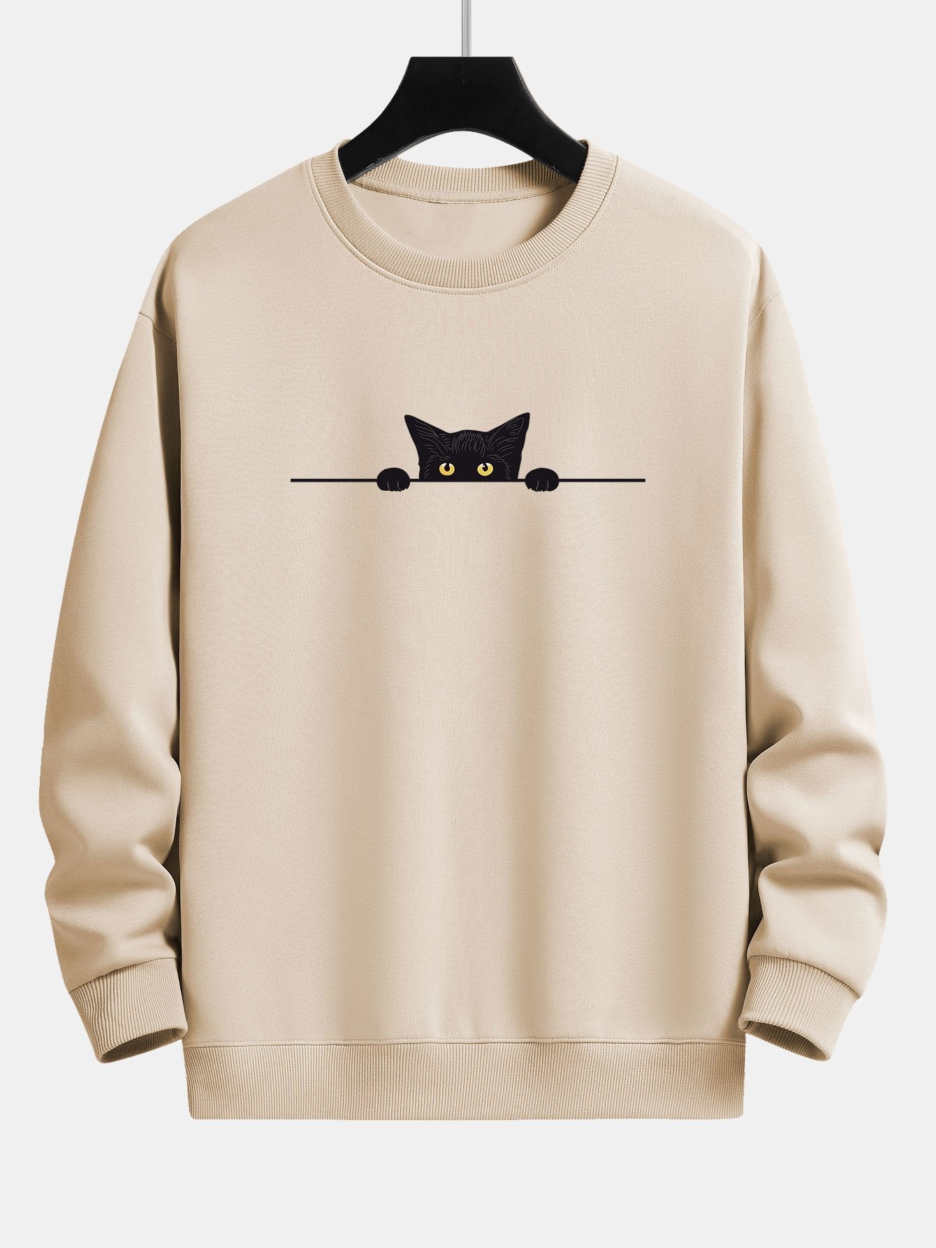 Levoire | Pull Ras Du Cou Avec Motif De Chat Ludique Abricot