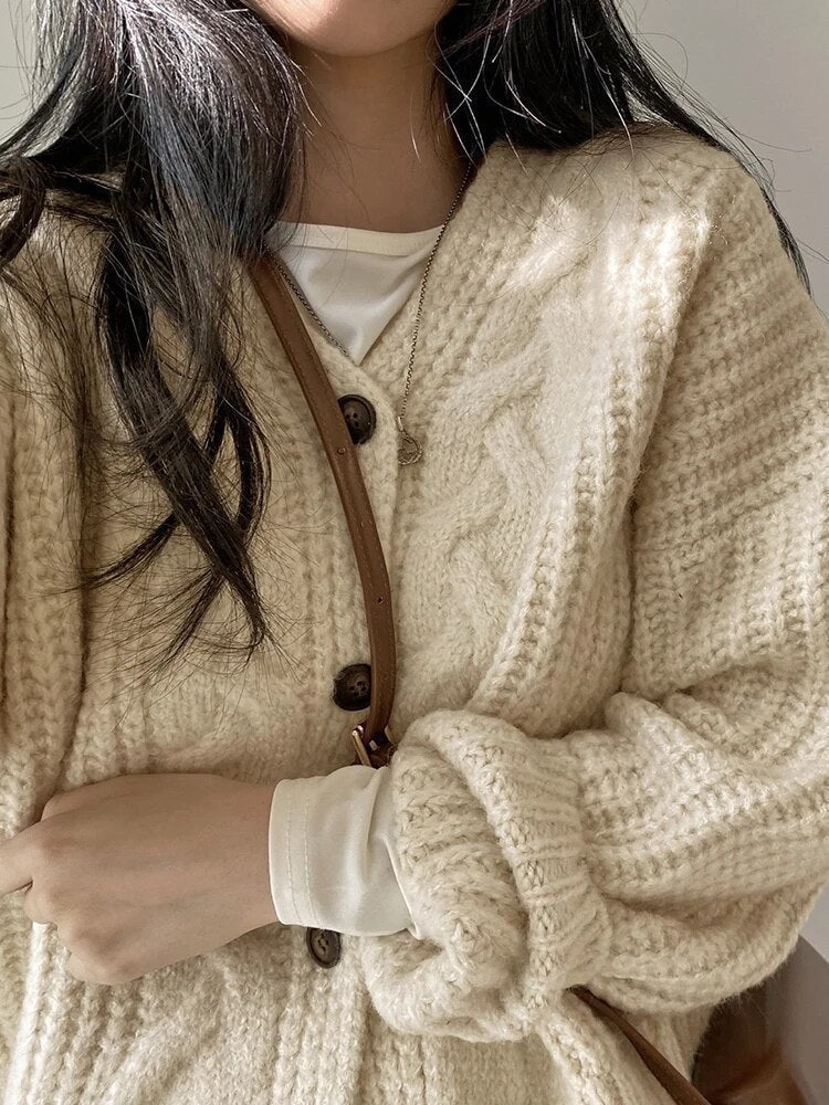 Levoire | Pull Élégant Épais Décontracté Khaki Une taille