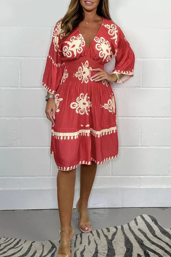 Levoire | Robe Imprimé Élégant Décolleté V Rot