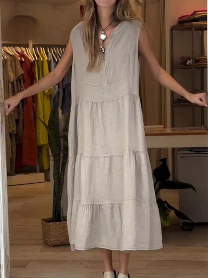 Levoir | Robe en coton et lin Khaki