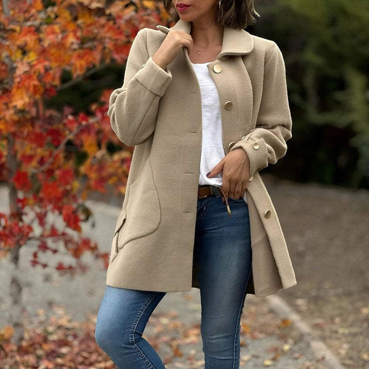 Levoire | Veste Longue À Manches Longues Avec Boutons Et Poches Khaki