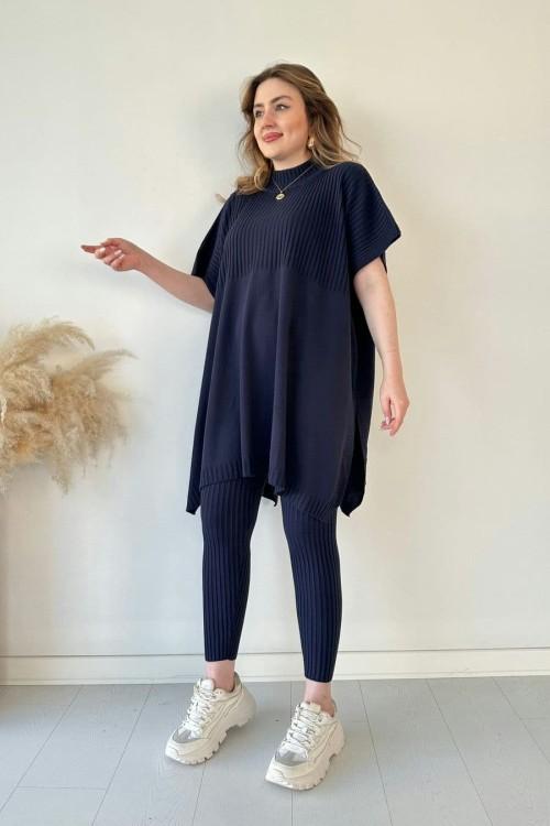 Levoire | Ensemble Élastique Deux Pièces Pour Femmes Bleu foncé 3XL 50-52