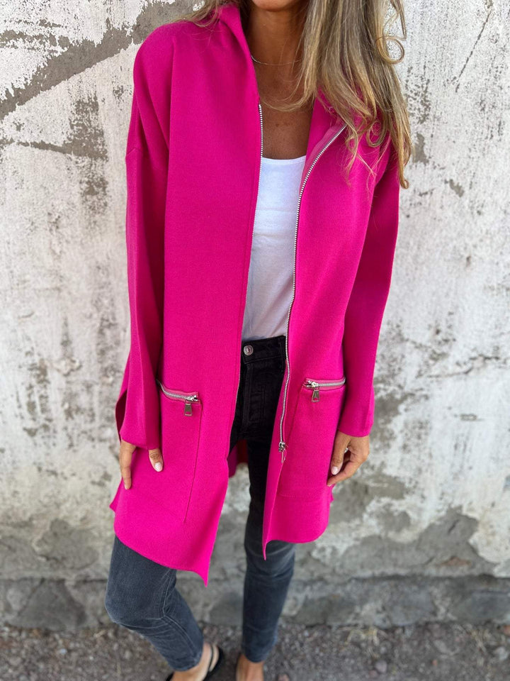 Levoire | Femme Bonnet En Laine Gilet À Manches Longues Veste Rosa