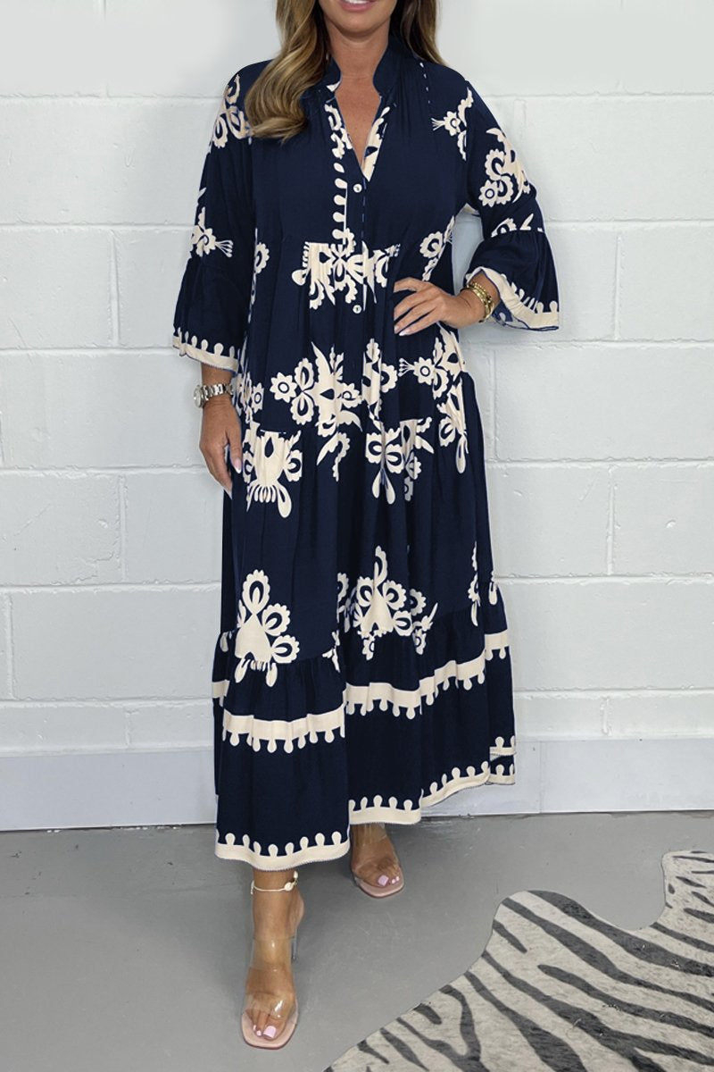 Levoire | Robe Décontractée Imprimée Bleu marine