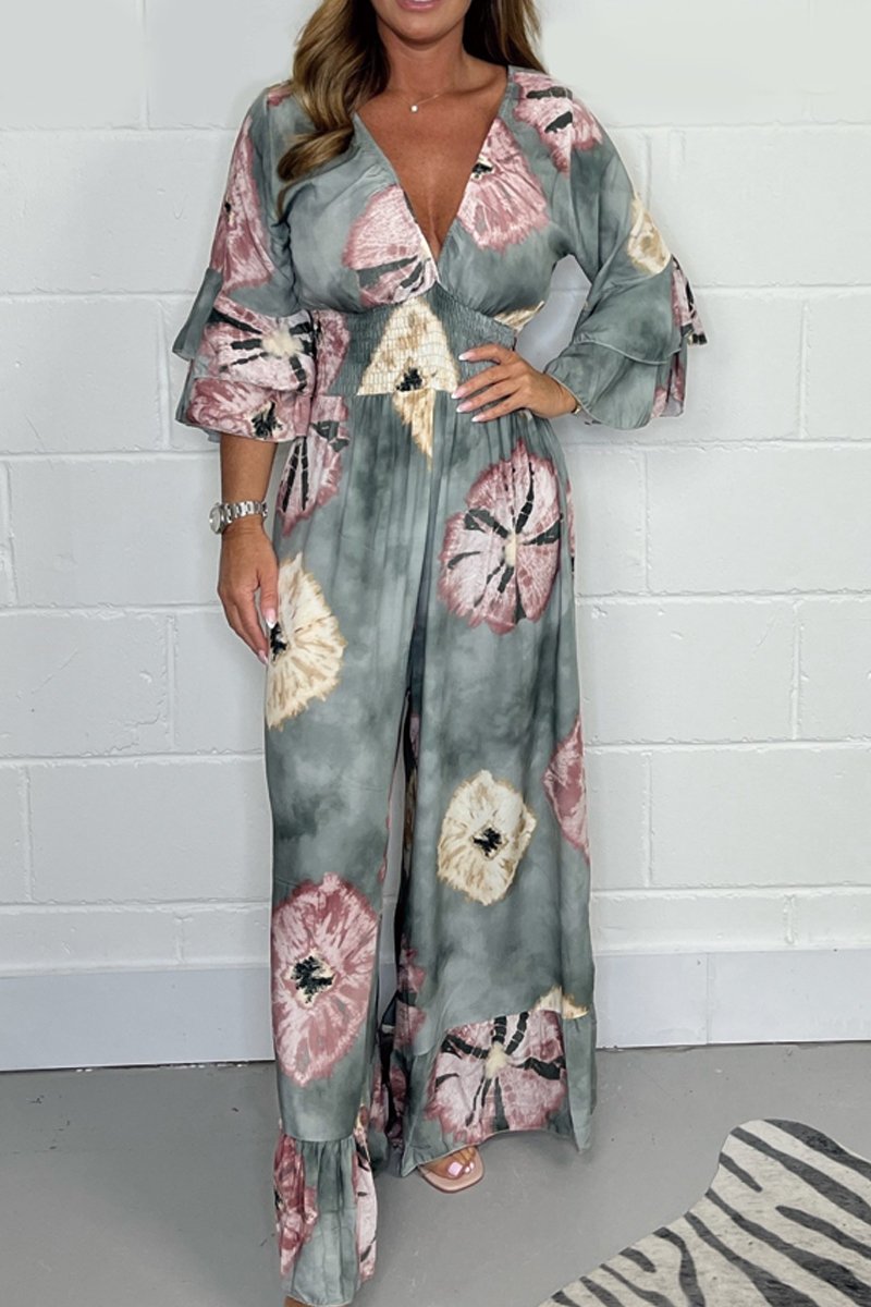 Levoire | Combinaison Imprimée Avec Décolleté En V Gris