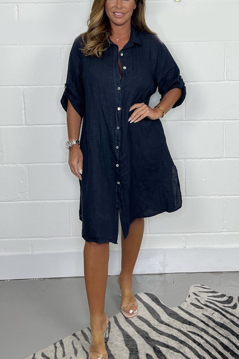 Levoire | Robe En Coton Et Lin Bleu marine