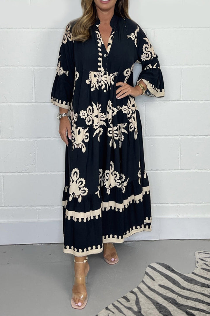 Levoire | Robe Décontractée Imprimée Noir 3XL(US 18)