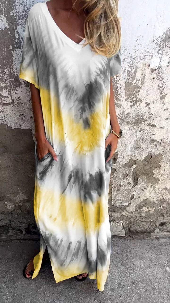 Levoire | Robe Maxi Tie-Dye Confortable Jaune