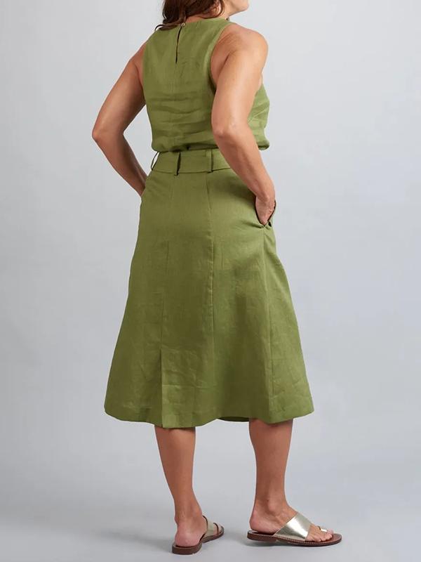 Levoire | Robe sans manches avec ceinture et boutons
