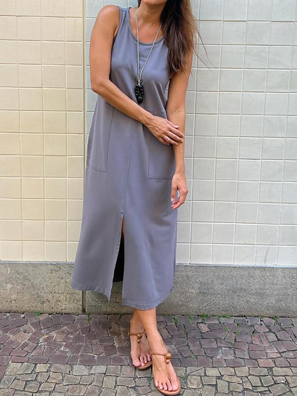 Levoire | Robe grise sans manches à col rond Gris