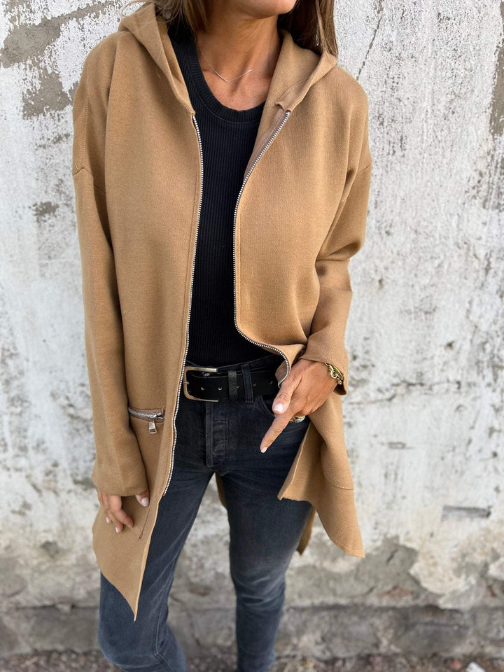 Levoire | Femme Bonnet En Laine Gilet À Manches Longues Veste Brun marron