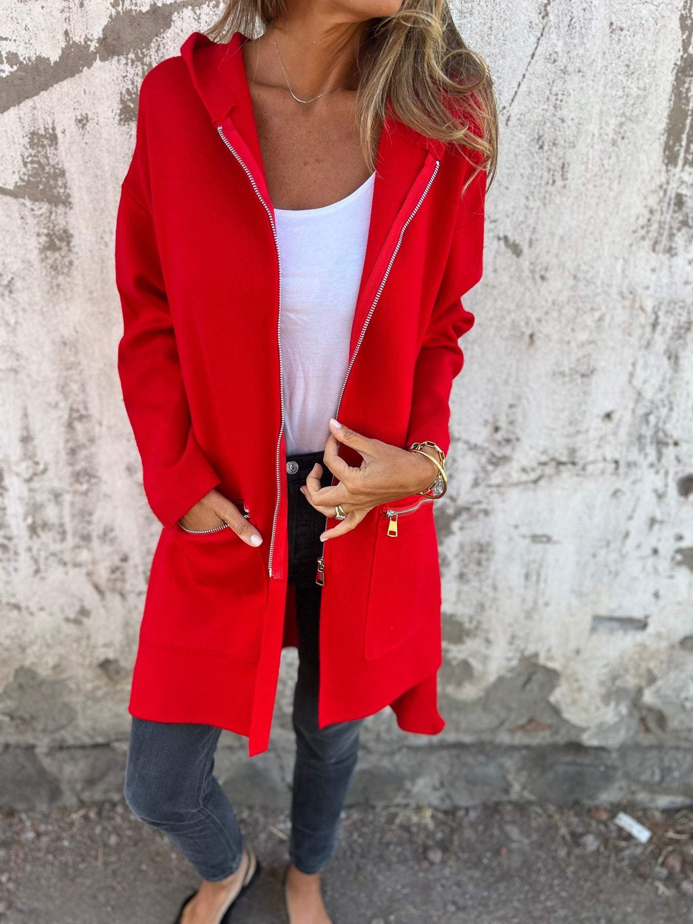 Levoire | Cardigan à zip à manches longues Rouge