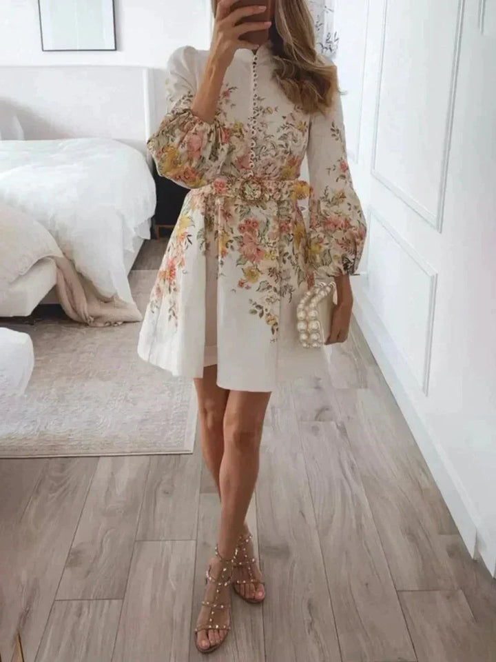 Levoire | Robe Mini Avec Nœud Floral Et Manches Bouffantes Pour Femmes