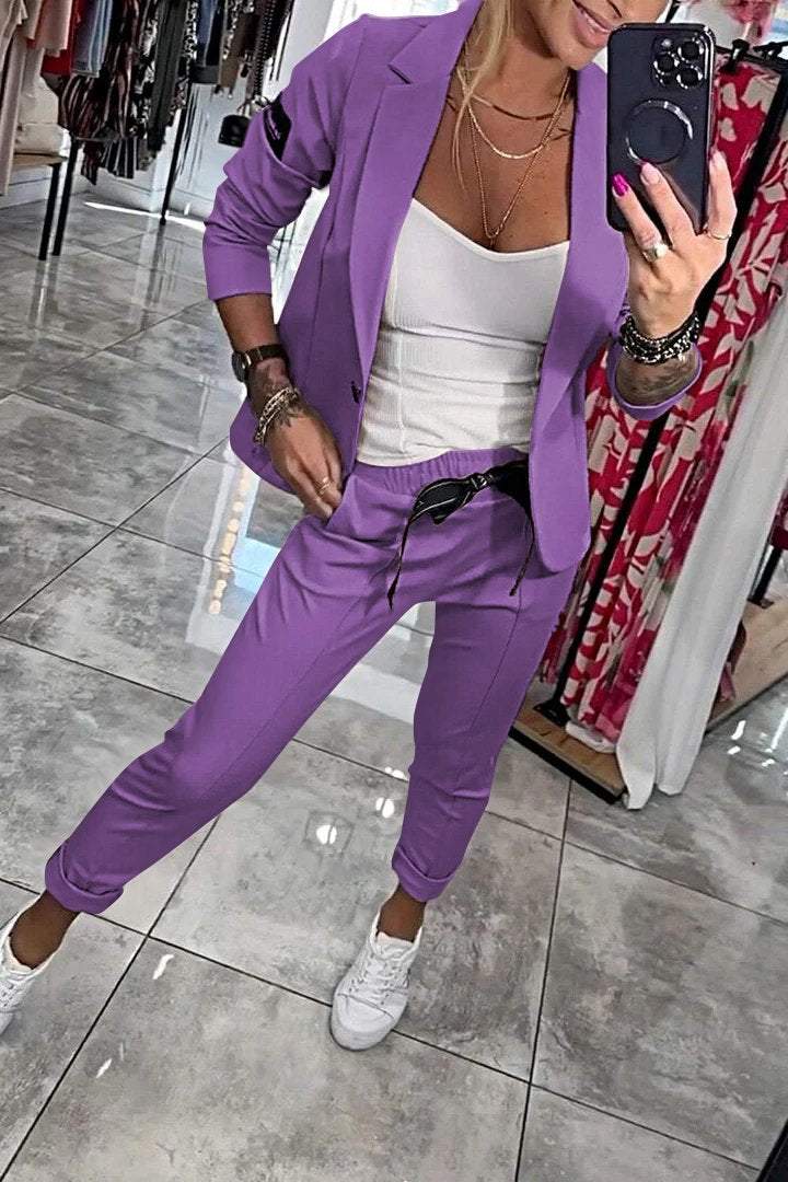 Levoire | Deux Pièces Ensemble Haut Veste Pantalon Lastique Lila - Presque épuisé