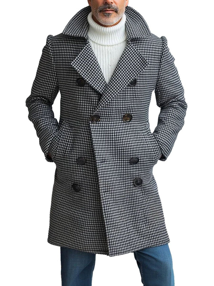 Levoire | Veste En Laine À Carreaux Inversée À Double Rangée Élégante Et Stylée Gris