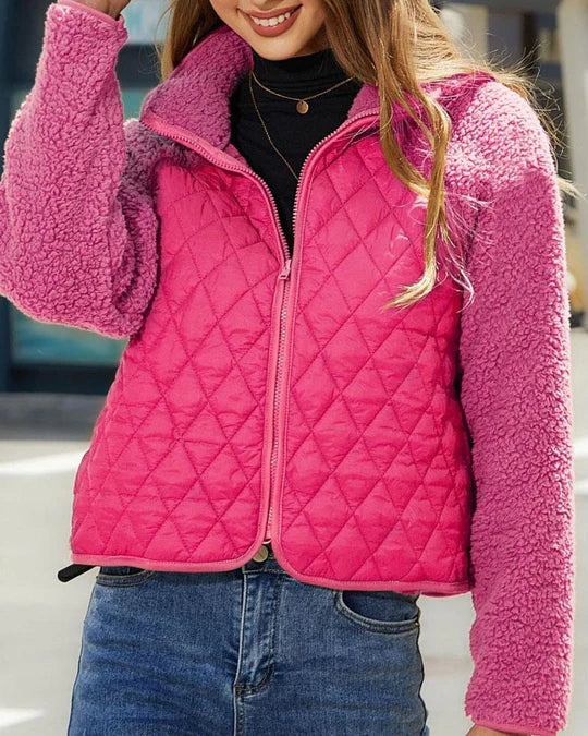 Levoire | Veste En Peluche Douillette Avec Fermeture Éclair Rosa Rouge