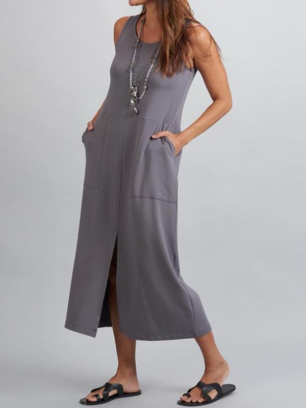 Levoire | Robe grise sans manches à col rond