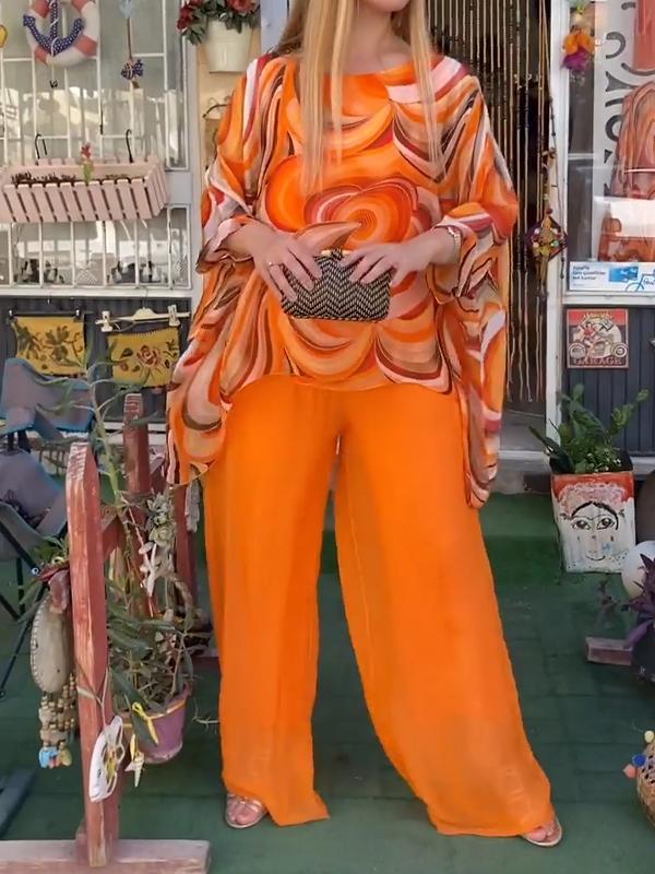 Levoire | Bunt Chiffon Ensemble Deux Pièces Orange