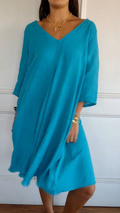 Levoire | Robe à encolure en V en coton et lin