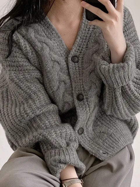 Levoire | Pull Élégant Épais Décontracté Gris Une taille