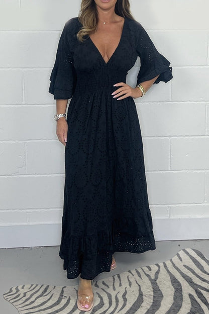 Levoire | Robe En Coton Avec Décolleté En V Et Découpes En Dentelle