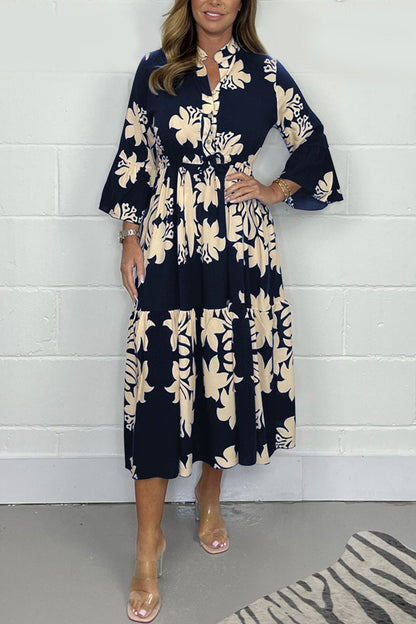 Levoire | Robe Décontractée Imprimée Pour Le Quotidien Bleu marine