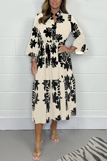 Levoire | Robe Décontractée Imprimée Pour Le Quotidien Beige