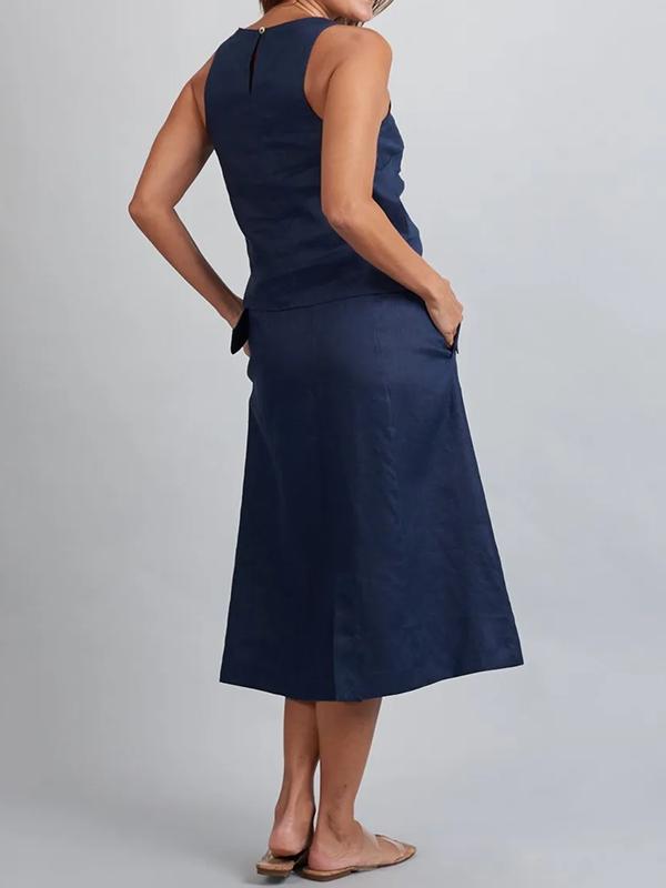 Levoire | Robe sans manches avec ceinture et boutons