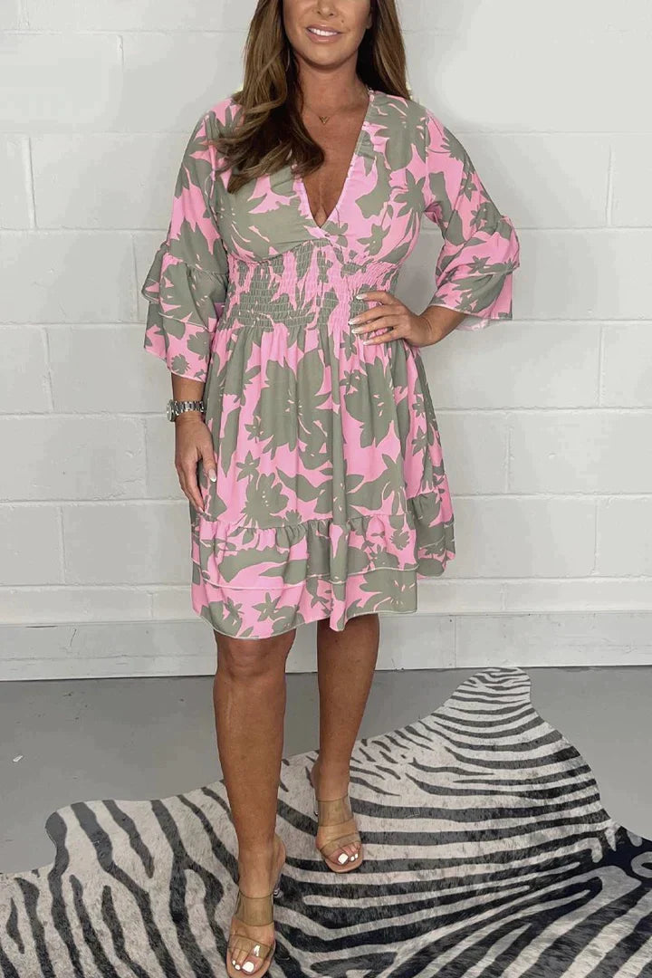 Levoire | Robe Flottante Avec Décolleté En V ROSA ET KHAKI