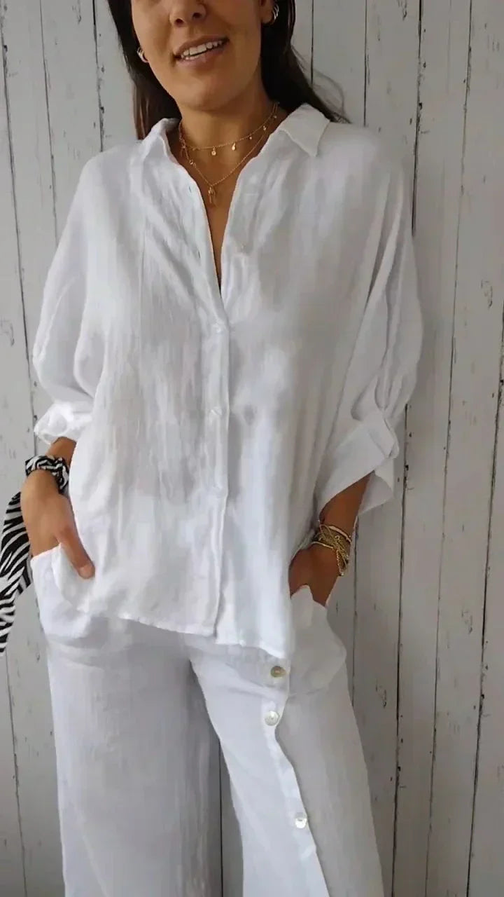 Levoire | Chemise En Lin Ajustée À Manches Longues Blanc