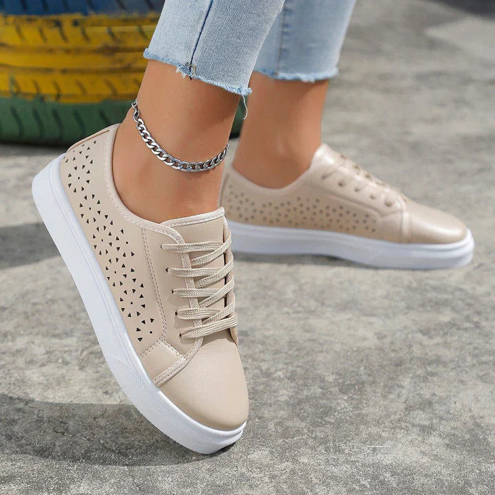 Levoire | Sneaker Beige Avec Lacets Abricot