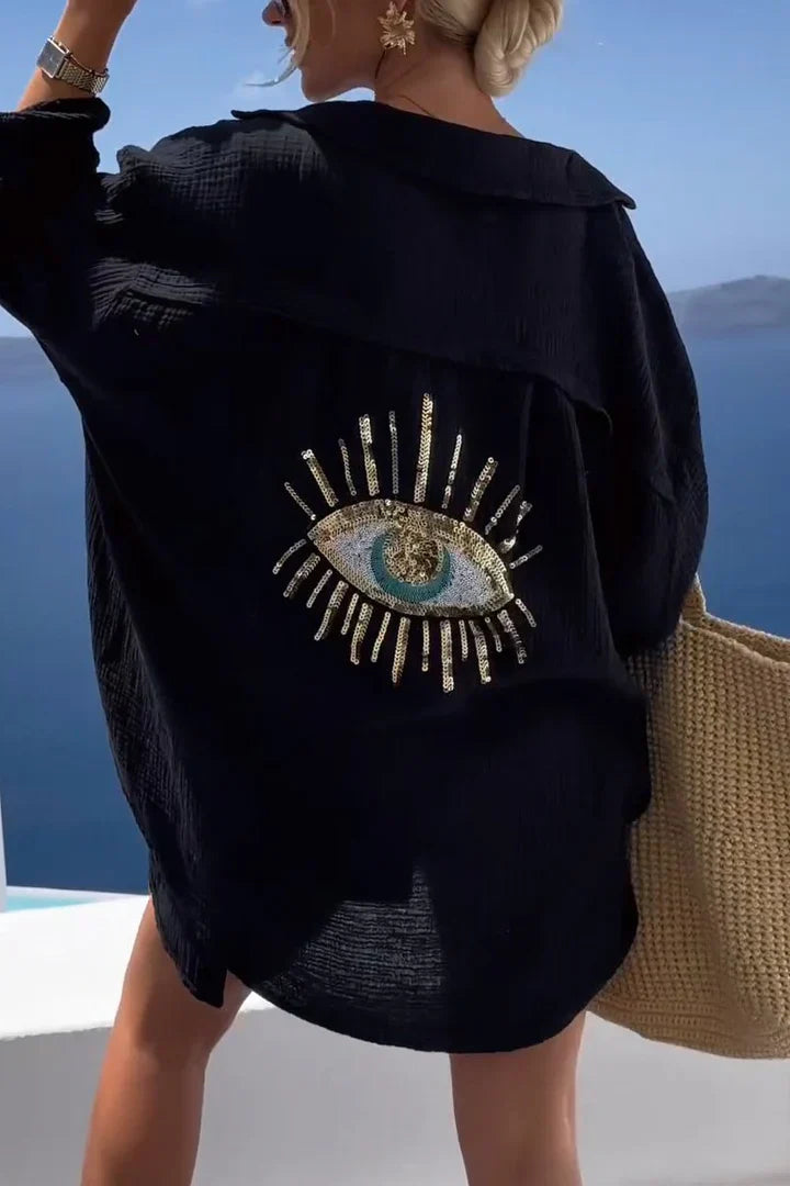 Levoire | Robe De Plage Blanche Œil Noir