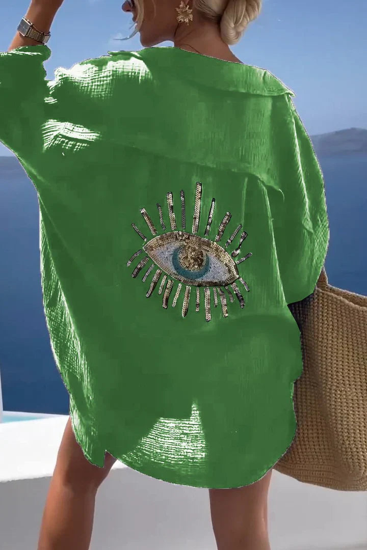 Levoire | Robe De Plage Blanche Œil Vert