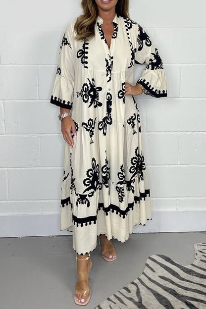 Levoire | Robe Décontractée Imprimée Blanc 5XL(US 22)