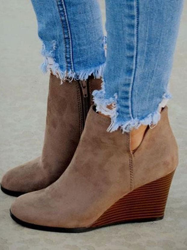 Levoire | Femmes Quotidien Talons Wedge Bottines Taupe