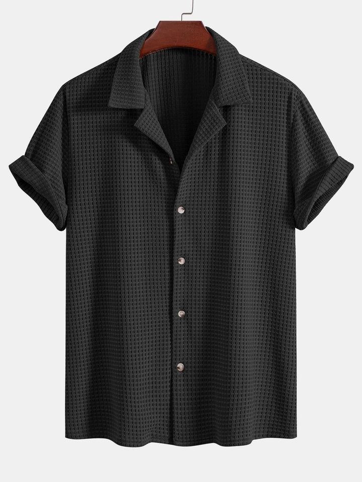 Levoire | Haut À Manches T-Shirt Waffle Cubain & Pantalons En Lin À Jambes Droites
