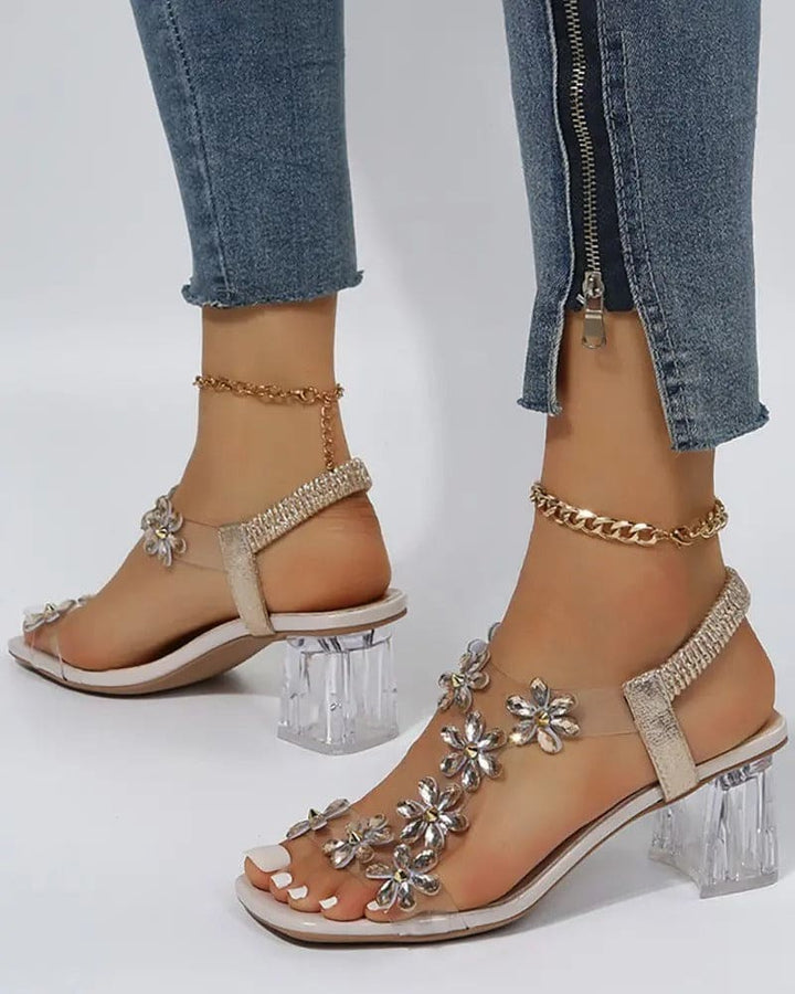 Levoire | Sandales Avec Sangles Et Strass Talons Hauts